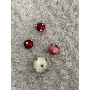 Lot of 4-Pink Red White Rhinestone Inlaid Glass Beads #65110
